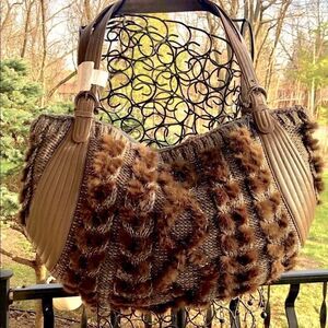 NEW SALVATORE FERRAGAMO BALENA MINK LEATHER HOBO HANDBAG